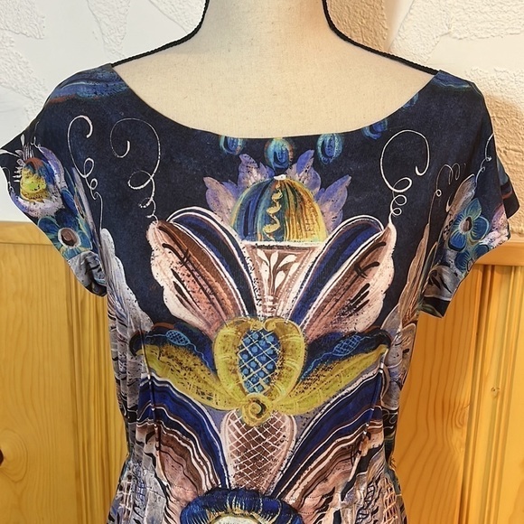 Rochas Silk Midi Short Sleeve Dress Sz-44/8 - Picture 2 of 14